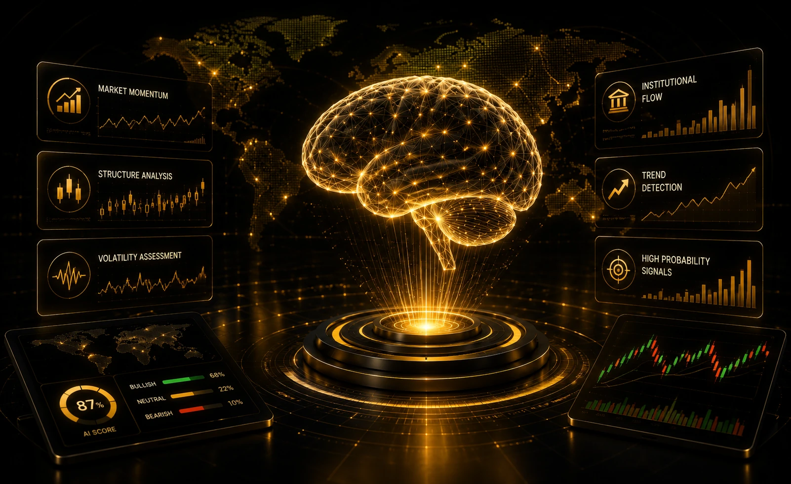 Smart AI Brain intelligence layer connected to Smart Tradoo products