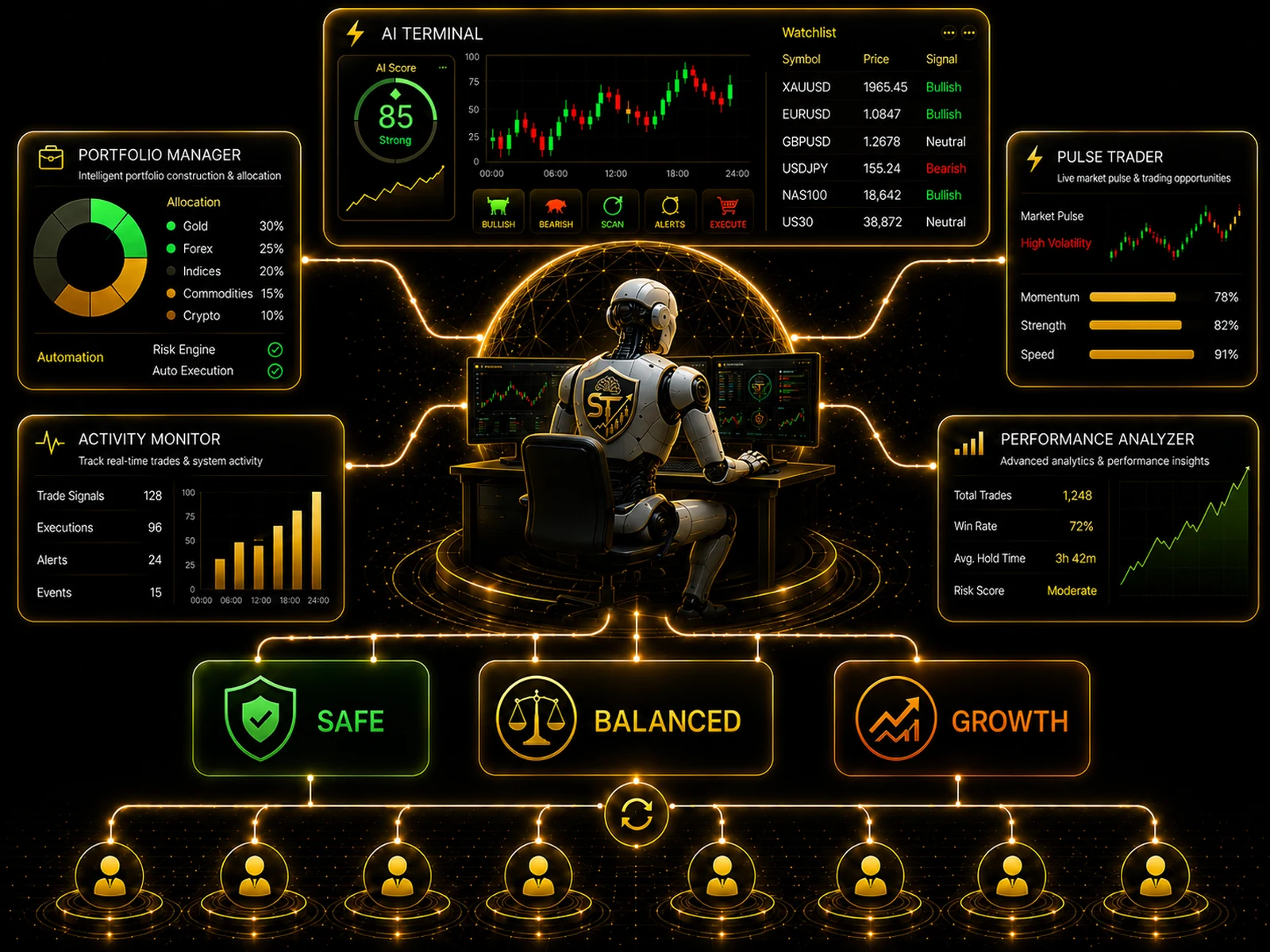 Smart Tradoo AI trading ecosystem powering portfolio workflows